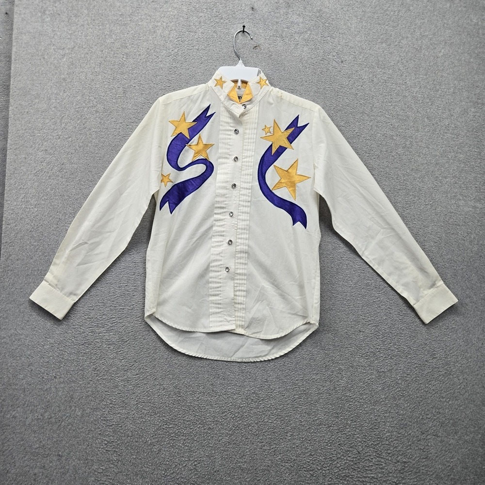 VINTAGE Wrangler Women Button Up Shirt S Embroidered Western Rodeo 90s READ